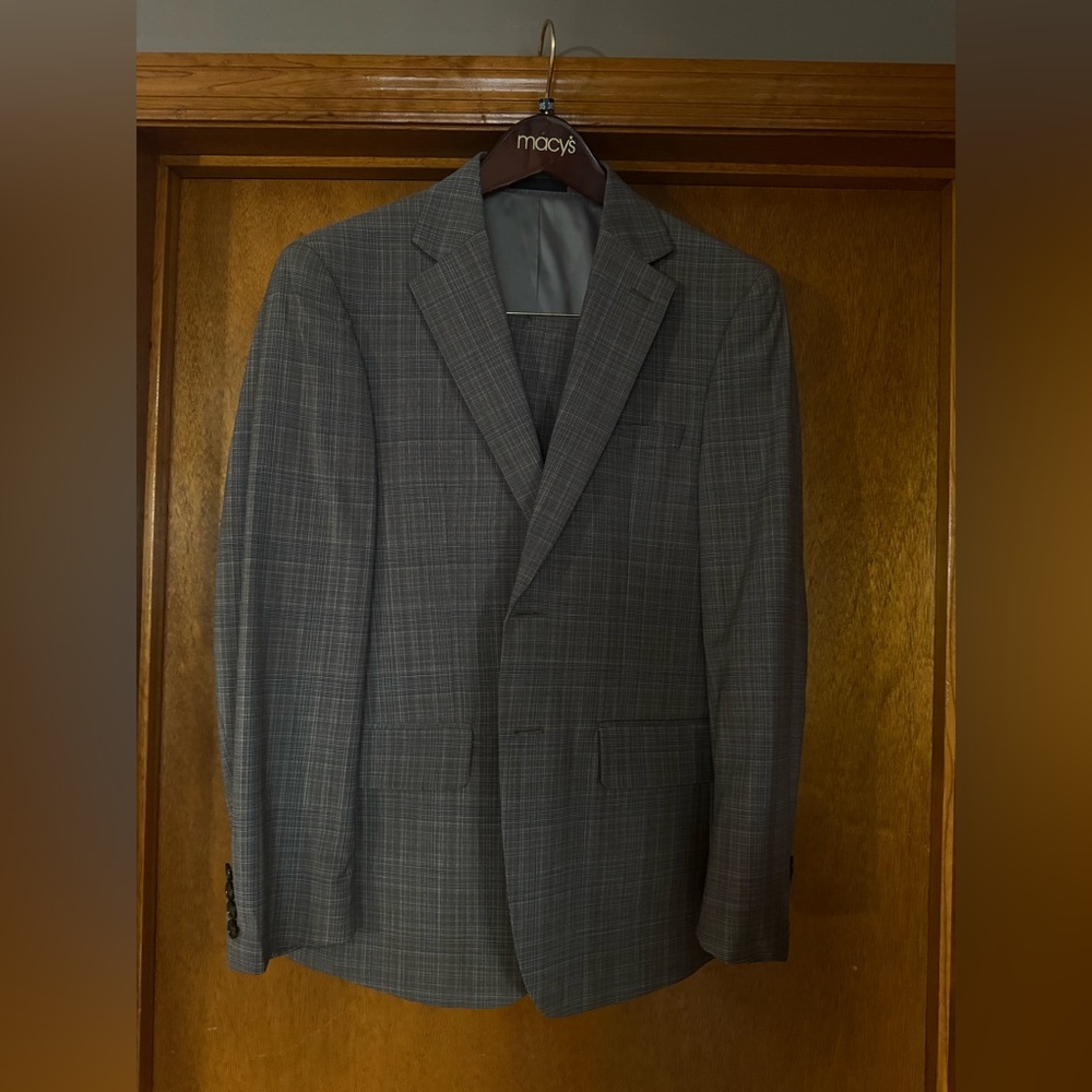 Calvin Klein Brown Stripped Slim Fit Suit 38S